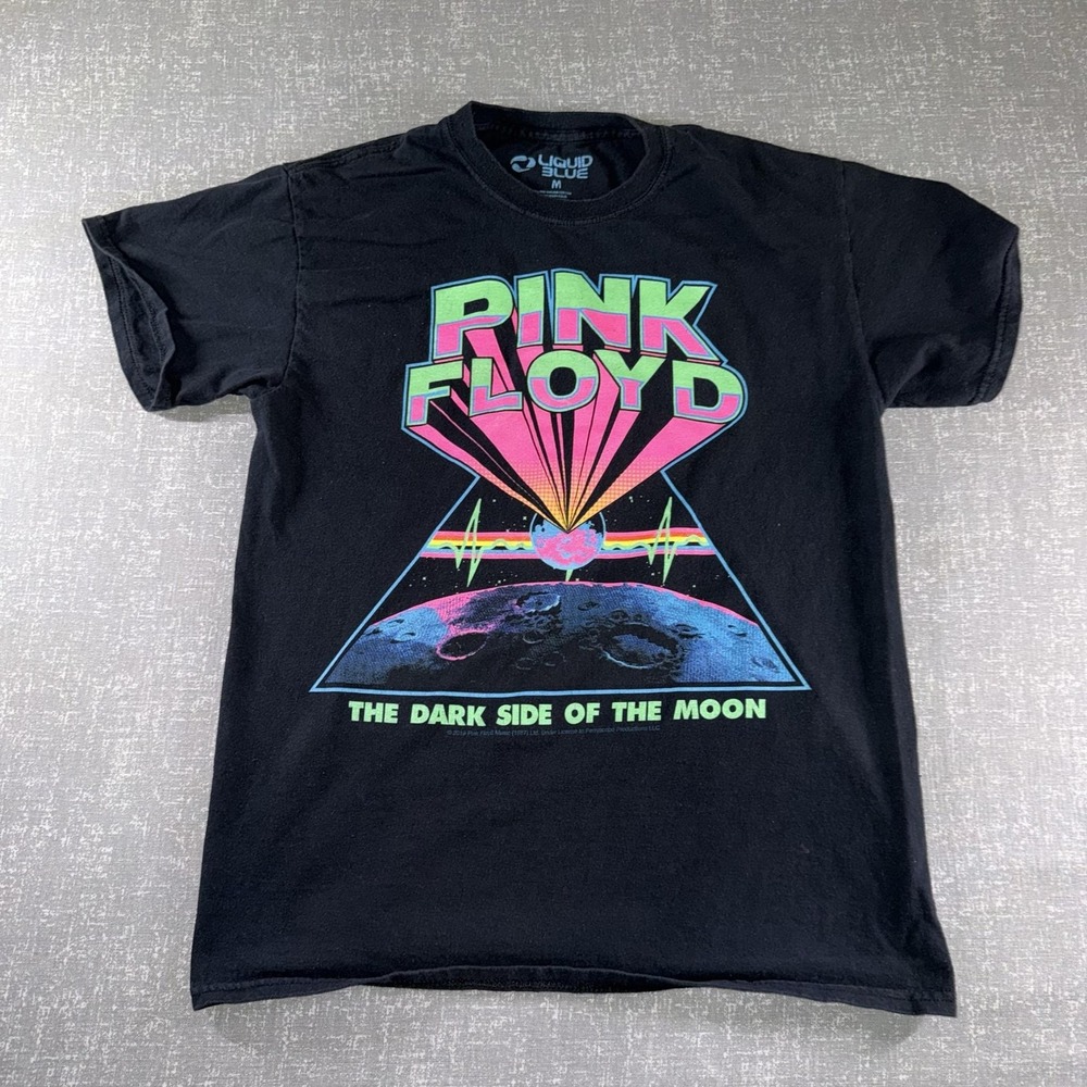 Pink Floyd Shirt Mens Medium Black Dark Side Of The Moon Graphic Tee Liquid Blue